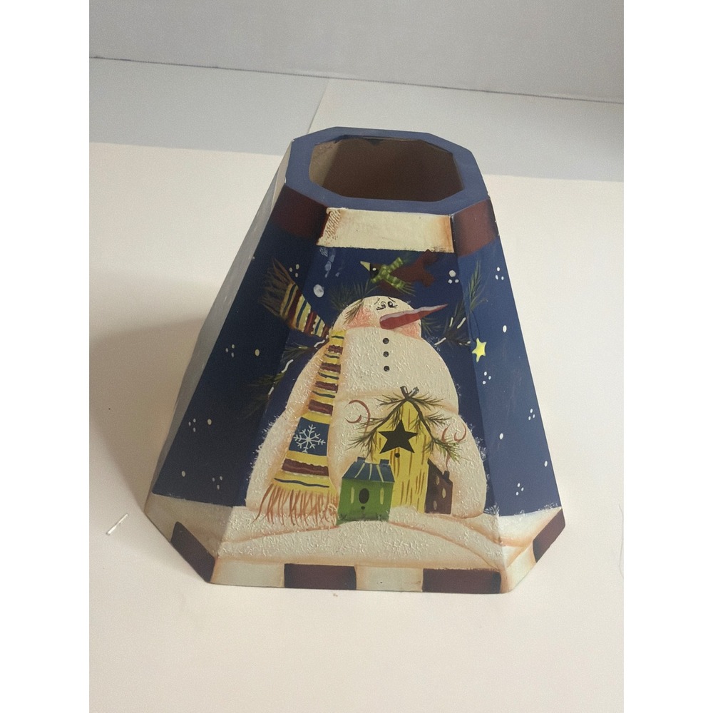 Hand Painted Snowman Lampshade Cover Rustic Winter Decor‎